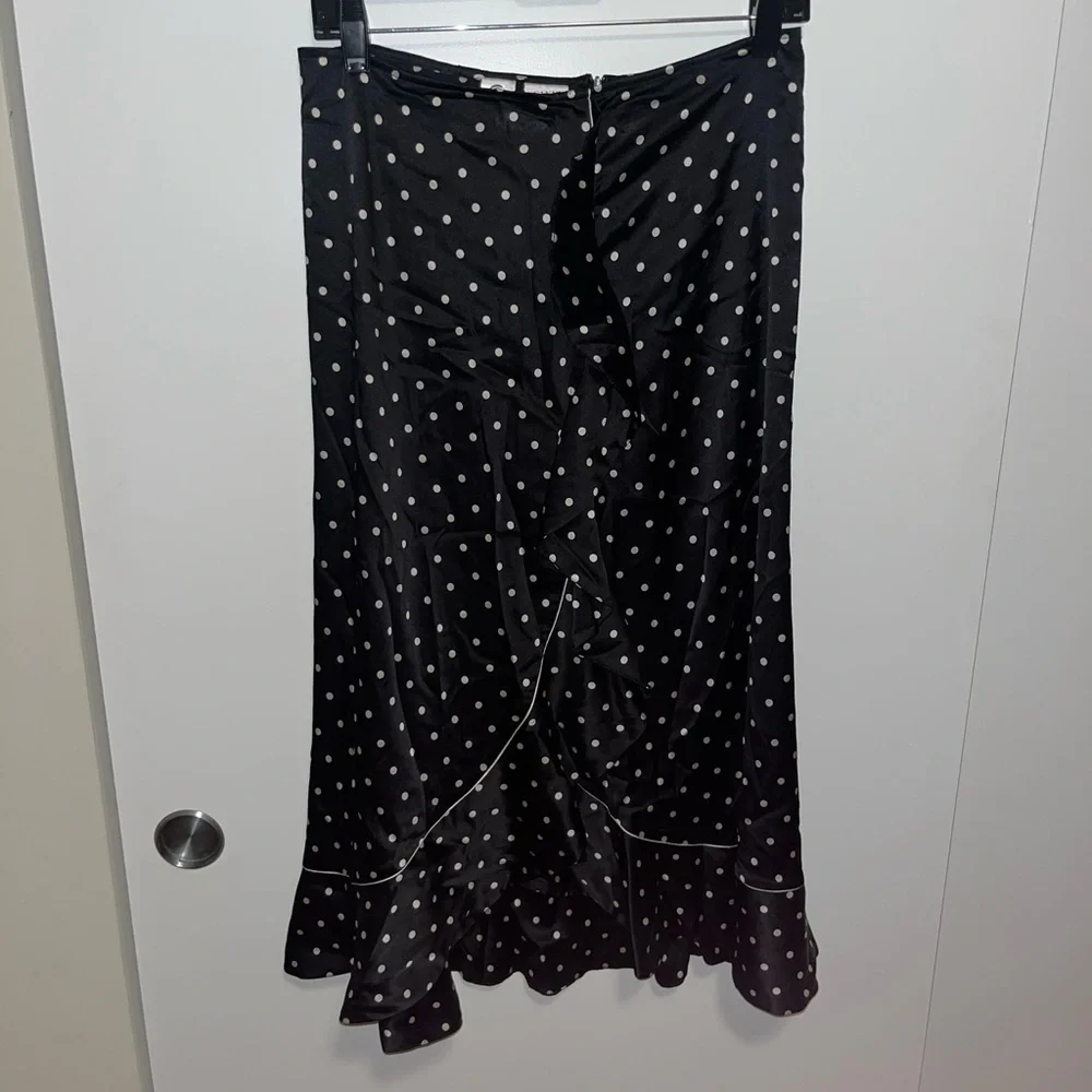 Ganni Dufort Silk Polka Dot Ruffle Skirt